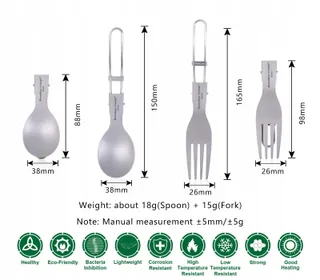 IBASINGO Titanium Bestekset Camping Licht Draagbaar Outdoor — miniatuur 2