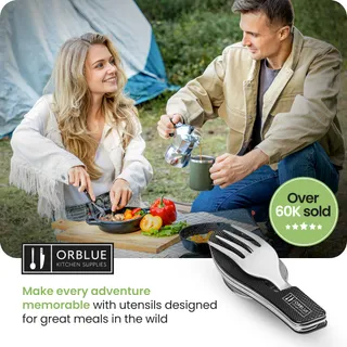 ORBLUE Opvouwbaar Bestek 4-in-1 Mes Vork Lepel Opener Camping — miniatuur 9