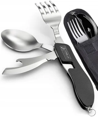 ORBLUE Opvouwbaar Bestek 4-in-1 Mes Vork Lepel Opener Camping — miniatuur 2