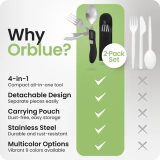 ORBLUE Opvouwbaar Bestek 4-in-1 Mes Vork Lepel Opener Camping — miniatuur 8