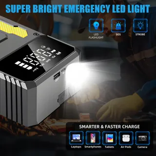 Jumpstarter Set met Compressor Powerbank LED Zaklamp — miniatuur 7