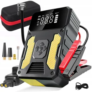 Jumpstarter Set met Compressor Powerbank LED Zaklamp — miniatuur 1