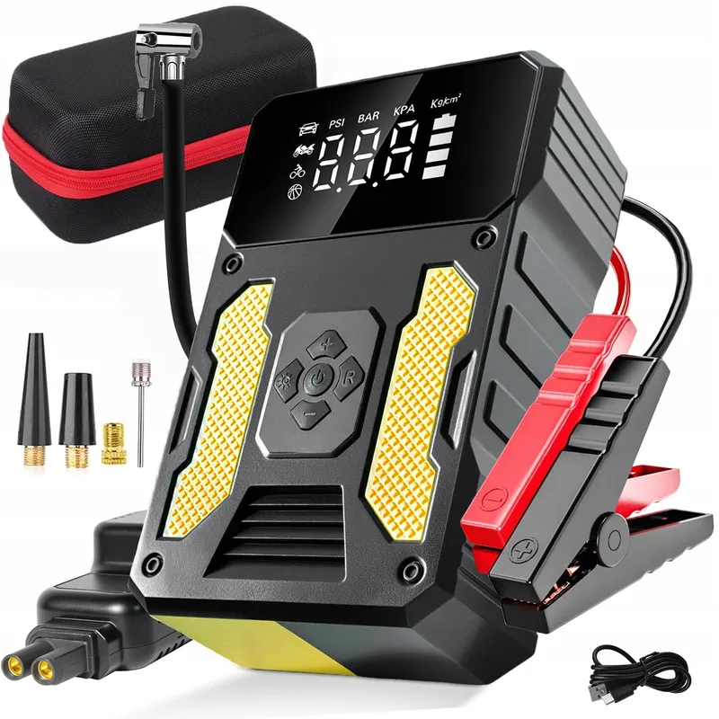 Jumpstarter Set met Compressor Powerbank LED Zaklamp — foto 1