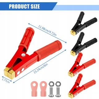 GOMETY Set 4 Krokodilklemmen 16cm 1000A Koper voor Accu's — miniatuur 2