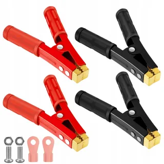 GOMETY Set 4 Krokodilklemmen 16cm 1000A Koper voor Accu's — miniatuur 1