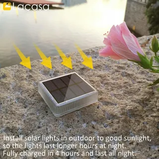 LACASA Solarlampen 4 Stuks Blauw LED IP68 Waterdicht Tuin — miniatuur 2