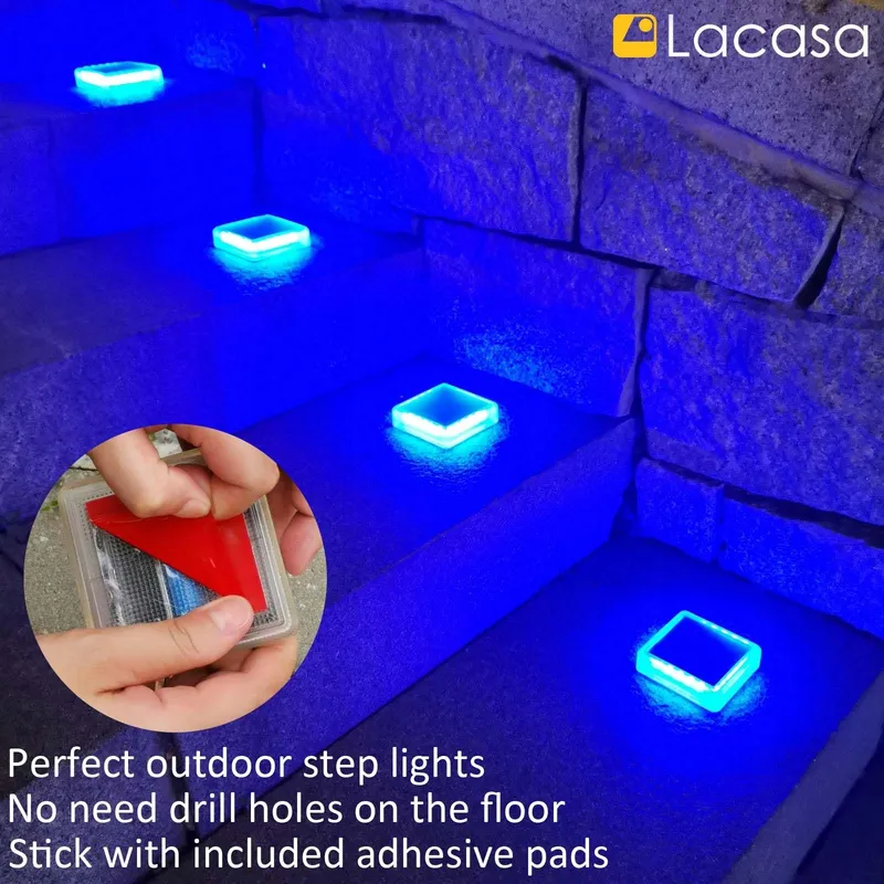 LACASA Solarlampen 4 Stuks Blauw LED IP68 Waterdicht Tuin — foto 4