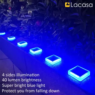 LACASA Solarlampen 4 Stuks Blauw LED IP68 Waterdicht Tuin — miniatuur 6