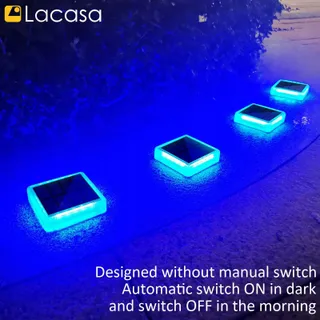LACASA Solarlampen 4 Stuks Blauw LED IP68 Waterdicht Tuin — miniatuur 3