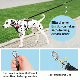 AYSTKNIET Hondenriem 5M Elastisch Koord Gevoerde Handgreep — miniatuur 4