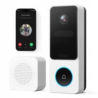 AOSU Video Deurbel 2K HD Draadloos 170 PIR Alexa WiFi 2-weg Audio — miniatuur 1