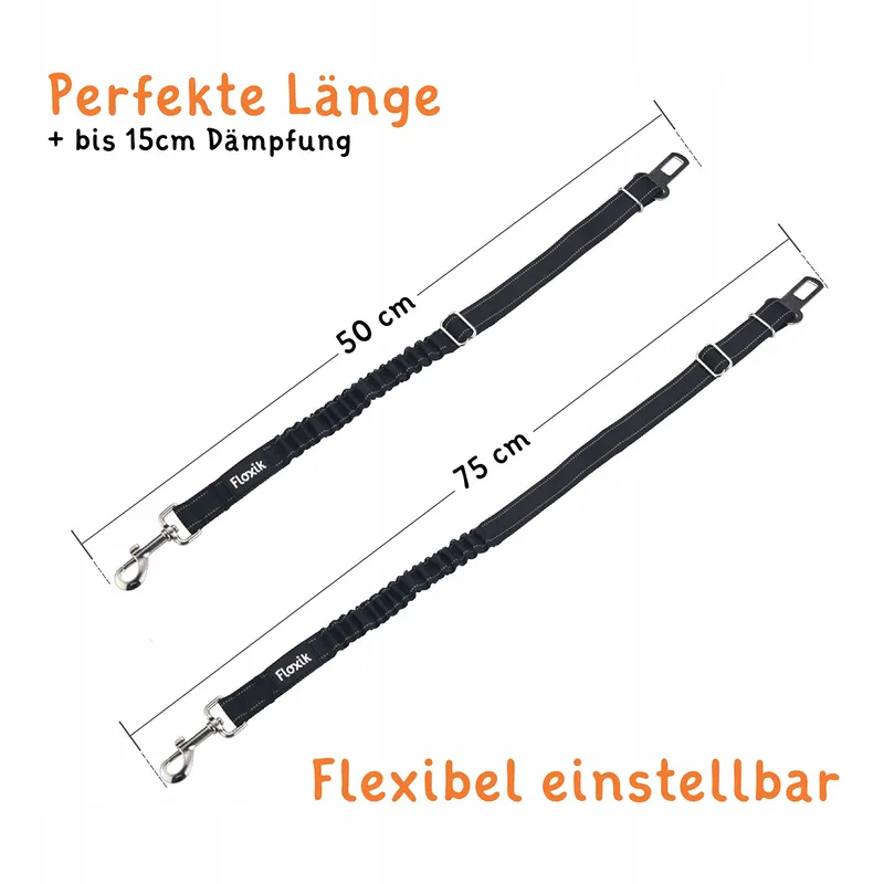 FLOXIK Veiligheidsgordel Hond Verstelbaar Elastisch V2 Zwart — foto 5