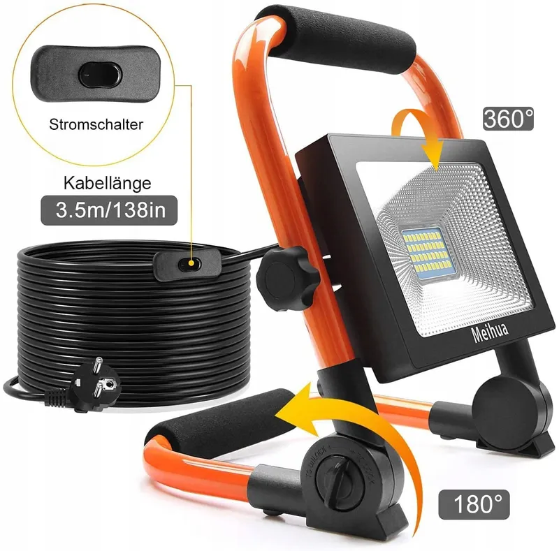 MEIHUA LED Bouwspot 60W 5200LM 6500K IP66 Waterdicht Draagbaar — foto 9
