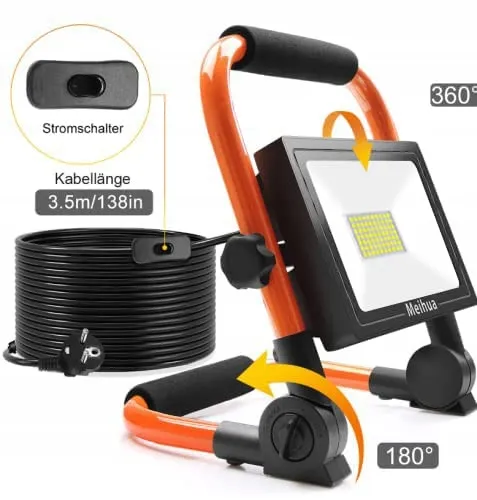 MEIHUA LED Bouwspot 60W 5200LM 6500K IP66 Waterdicht Draagbaar — foto 2