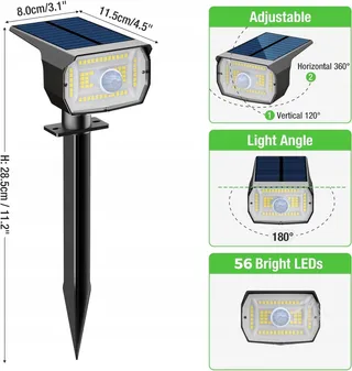 NIPIFY Solar Lampen Bewegingsmelder 4 Stuks IP65 Waterdicht — miniatuur 7