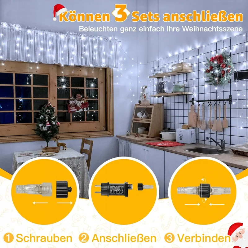 OLLNY LED Lamp Buiten 15M 594 LED Afstandsbediening 8 Standen — foto 4