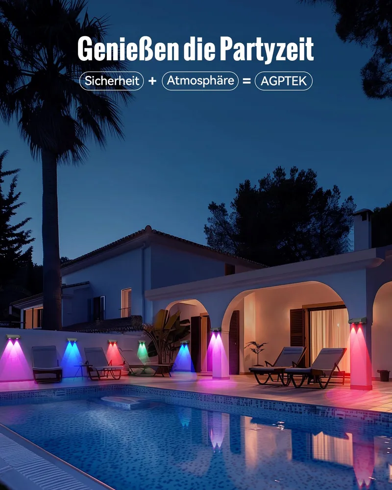 AGPTEK Solar Tuinlampen RGB 5 Standen 8 Kleuren IP65 4 Stuks — foto 5