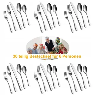 BEWOS Bestekset 6 Personen 30-Delig RVS Gepolijst — miniatuur 7