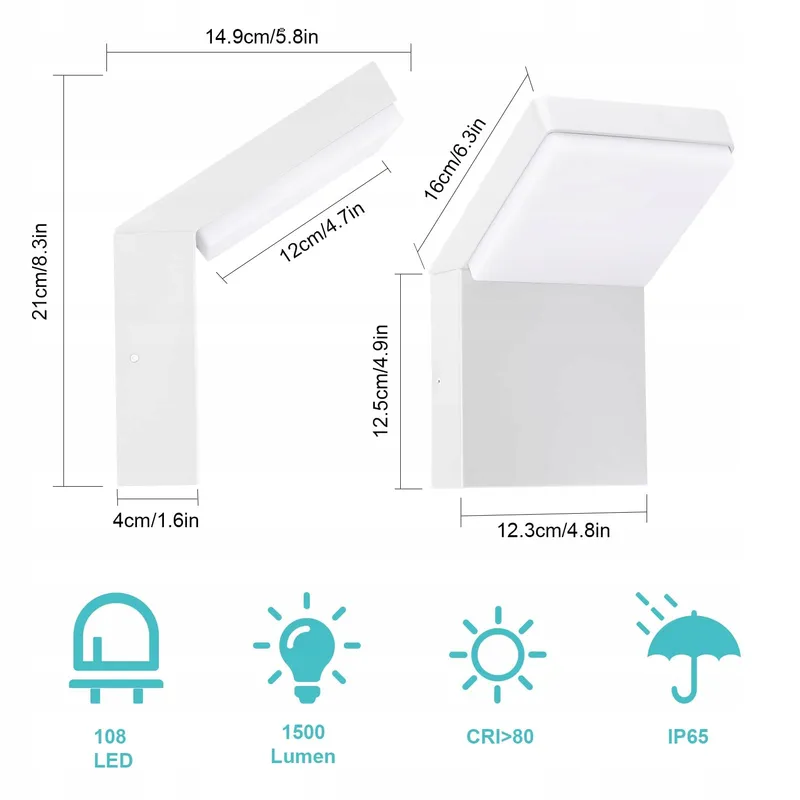 KLIGHTEN 24W LED Wandlamp Buiten Waterdicht IP65 1500 Lumen — foto 5