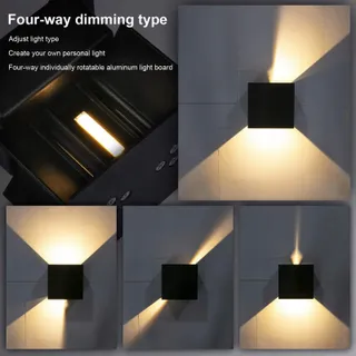 2 Stuks LED Wandlamp Binnen Buiten Zwart 6W 3000K IP65 — miniatuur 3