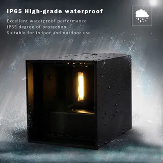 2 Stuks LED Wandlamp Binnen Buiten Zwart 6W 3000K IP65 — miniatuur 4