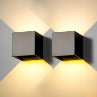 2 Stuks LED Wandlamp Binnen Buiten Zwart 6W 3000K IP65 — miniatuur 1