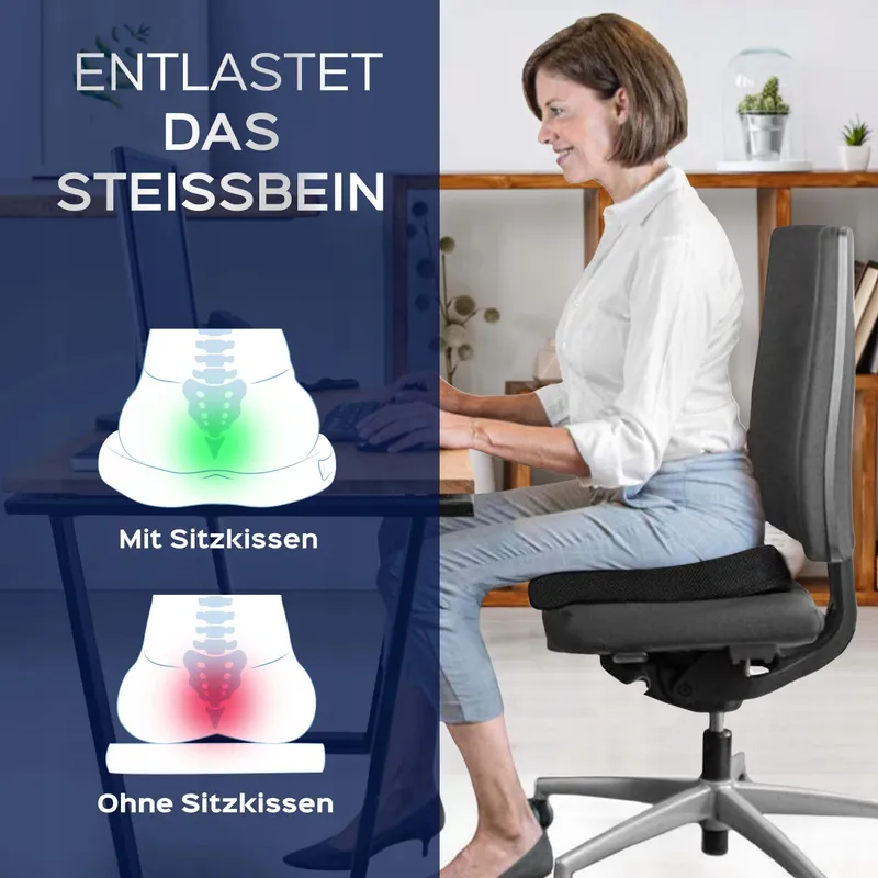 BONMEDICO Orthopedisch Zitkussen Universeel Zwart 41x41cm — foto 5