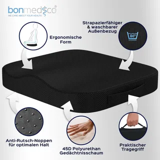 BONMEDICO Orthopedisch Zitkussen Universeel Zwart 41x41cm — miniatuur 3
