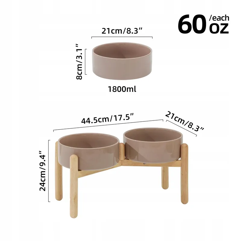 HAVNIVA Keramische Hondenbak Antislip Verstelbaar 21cm Bruin — foto 2