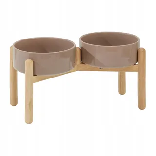 HAVNIVA Keramische Hondenbak Antislip Verstelbaar 21cm Bruin — miniatuur 1