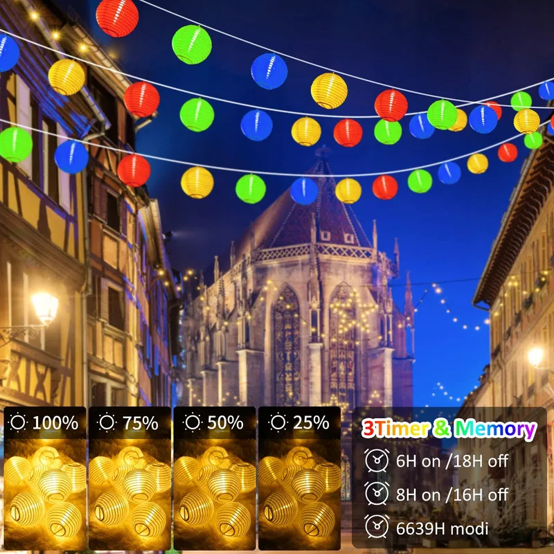 STARRYEVER LED Lampionnen 20M 80 LED 11 Modi Balkon Patio — foto 4