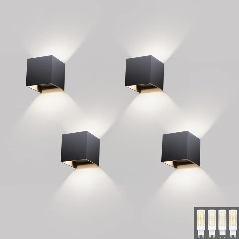 KLIGHTEN Set 4 Moderne Wandlampen Buiten IP54 9W 4000K — foto 1