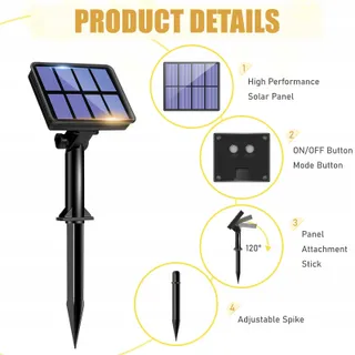 LITOGO Solar LED Lichtsnoer 12M 120 LED Waterdicht Tuin Balkon — miniatuur 7