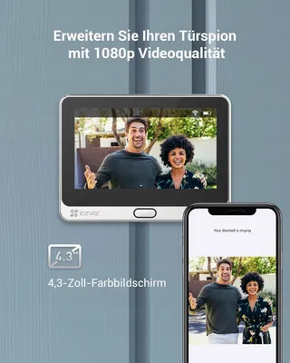 EZVIZ WLAN Deurbel 4600mAh 4,3 Inch Scherm 2MP Camera 155 PIR — miniatuur 3