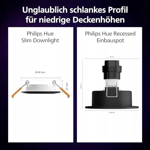 PHILIPS Hue Smart Slim Inbouwspots 3-pack 90mm Wit Kleur Bluetooth — foto 4