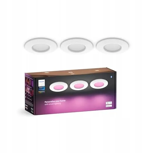 PHILIPS Hue Smart Slim Inbouwspots 3-pack 90mm Wit Kleur Bluetooth — foto 1