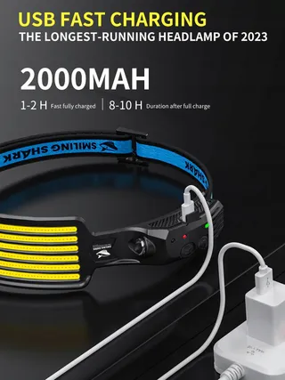 SMILING SHARK LED Hoofdlamp Groothoek Superhel Waterdicht — miniatuur 4