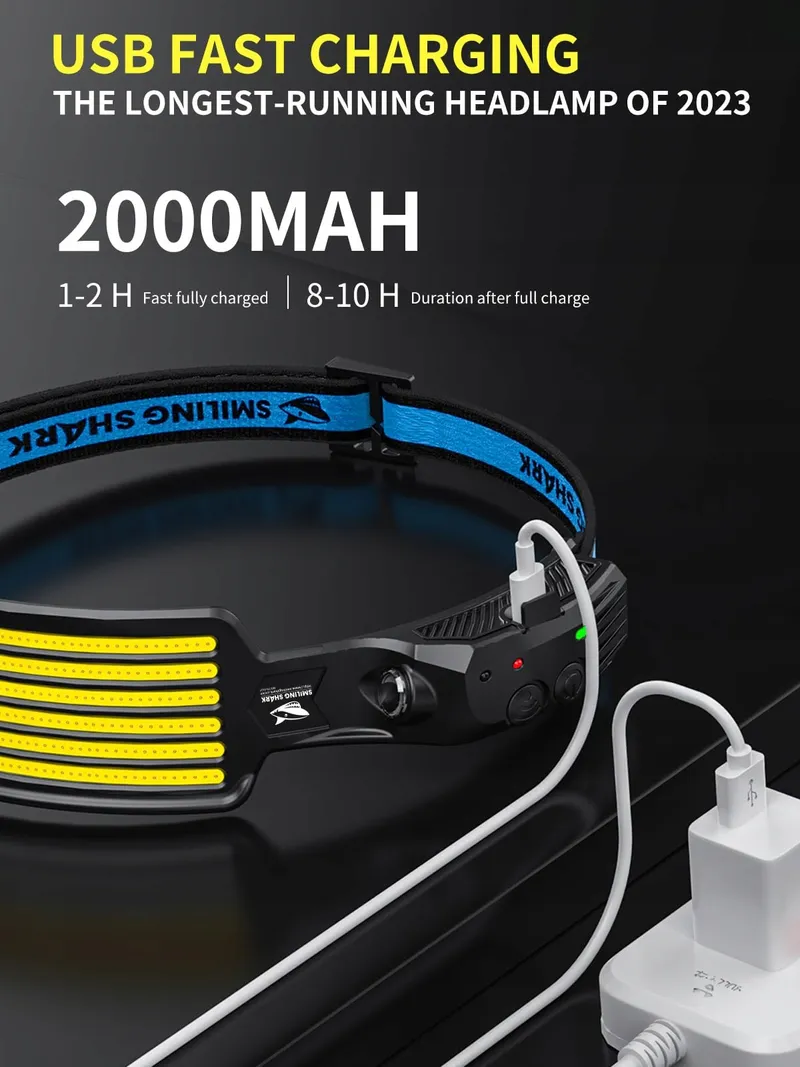 SMILING SHARK LED Hoofdlamp Groothoek Superhel Waterdicht — foto 4