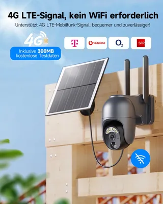 NUASI Buitencamera Solar 4G LTE 2K PTZ SIM 128GB IP66 — miniatuur 2