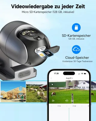 NUASI Buitencamera Solar 4G LTE 2K PTZ SIM 128GB IP66 — miniatuur 7