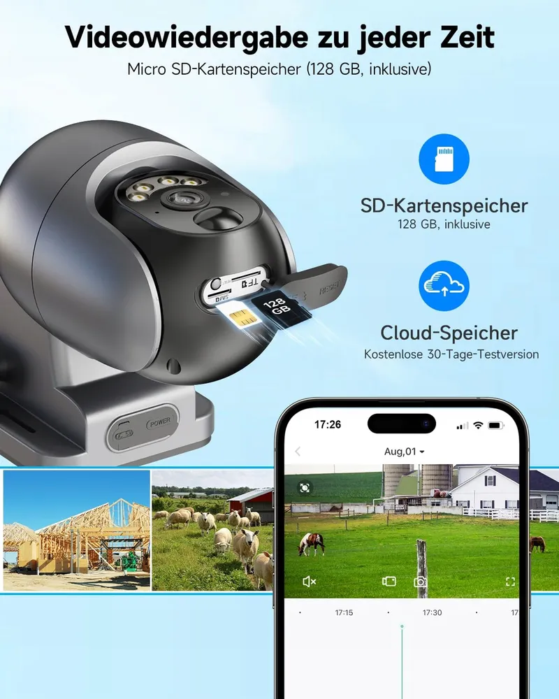 NUASI Buitencamera Solar 4G LTE 2K PTZ SIM 128GB IP66 — foto 7