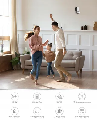 XEGA 3G/4G LTE Binnencamera 2K HD 6000mAh PIR Audio IP65 — miniatuur 2