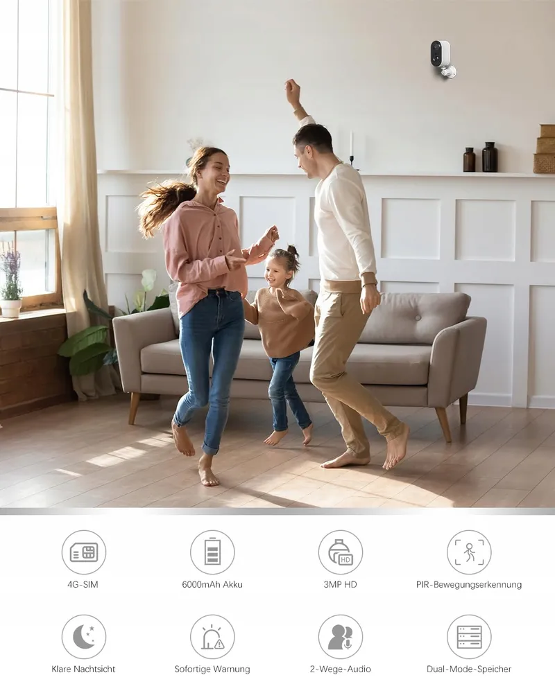 XEGA 3G/4G LTE Binnencamera 2K HD 6000mAh PIR Audio IP65 — foto 2