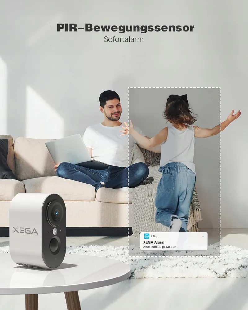 XEGA 3G/4G LTE Binnencamera 2K HD 6000mAh PIR Audio IP65 — foto 4