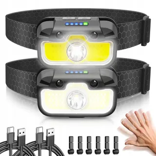 HYTED LED Hoofdlamp USB C 2000 Lumen IPX5 2 Stuks — miniatuur 1