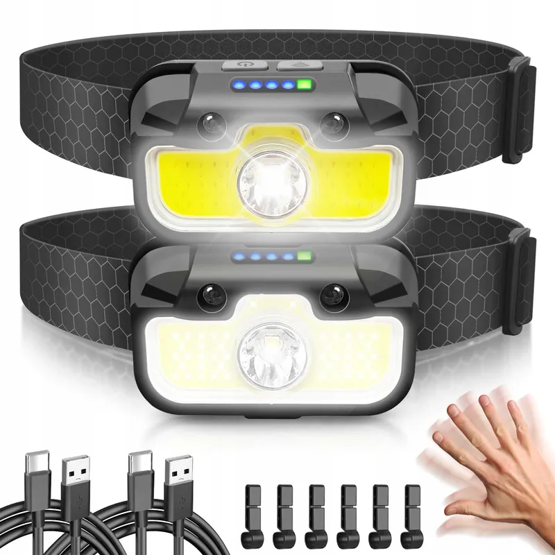 HYTED LED Hoofdlamp USB C 2000 Lumen IPX5 2 Stuks — foto 1