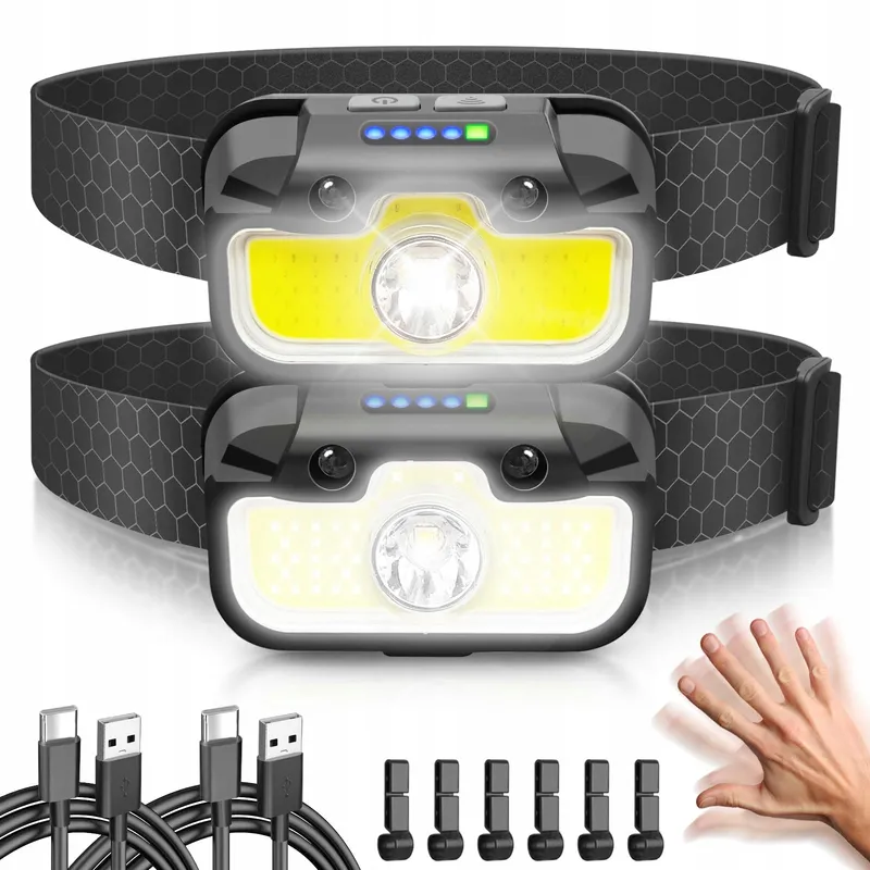 HYTED LED Hoofdlamp USB C 2000 Lumen IPX5 2 Stuks — foto 8