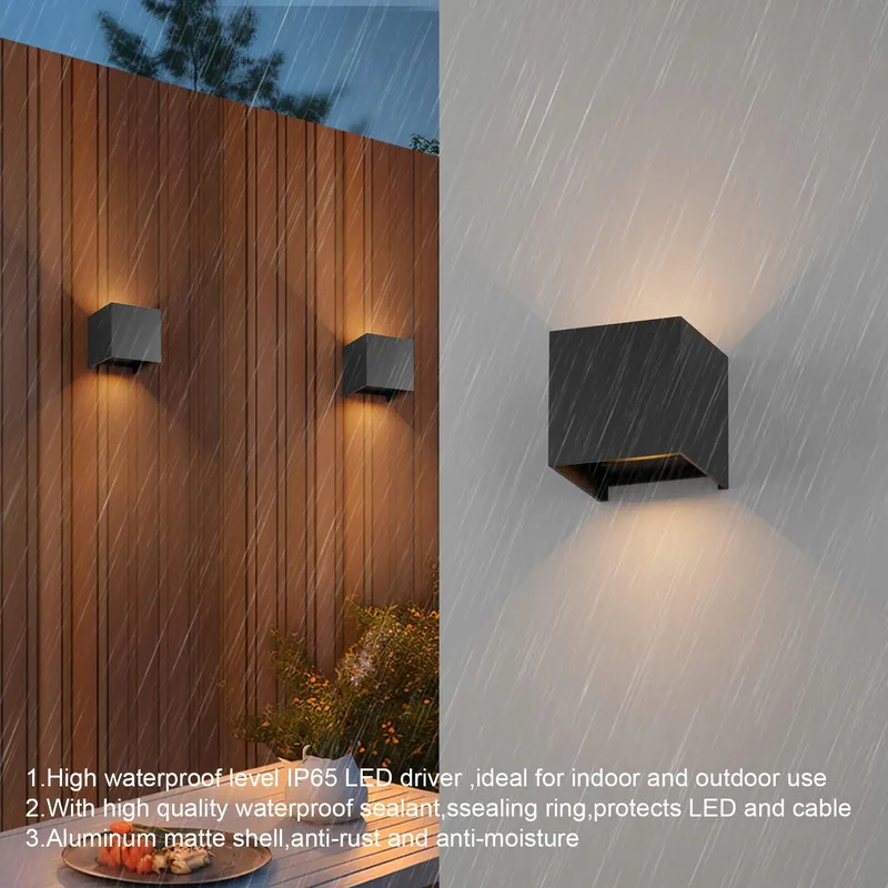 KLIGHTEN 2x LED Wandlamp Binnen Buiten 7W IP65 Warm Wit — foto 4