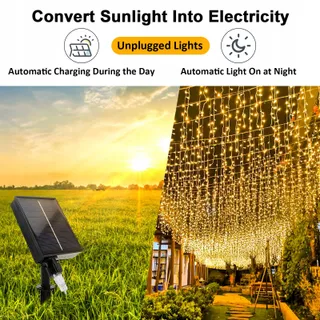 MXJFYY Solar IJspegel Lichtgordijn Waterdicht 7M 256LED — miniatuur 2