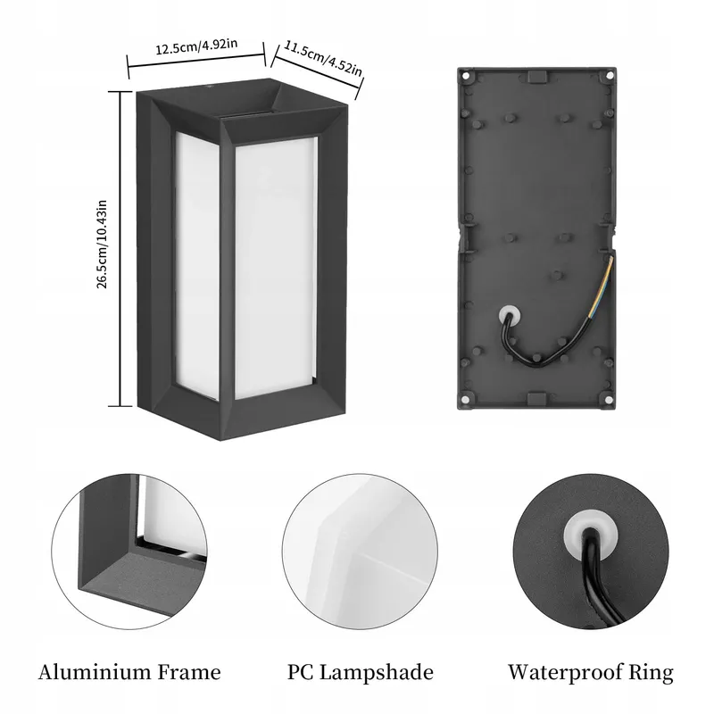 KLIGHTEN Moderne Buitenwandlamp E27 IP65 Zwart — foto 4
